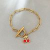 New Diamond Fruit Cherry Pendant Bracelet Clip OT