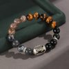 925 Silver Hoop Mantra Yellow Tiger Eyes Black Myth Wukong Men And Women Bracelet
