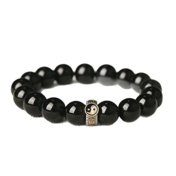 Black Stone Single Ring Bracelet For Men And Women