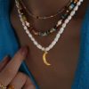 Cold Wind Pleated Texture Moon Freshwater Pearl Necklace
