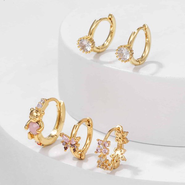 Trendy Earrings Bear Zircon Five-piece Set