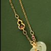 Sterling Silver Gold-plated Necklace Inlaid With Natural Hetian Jade