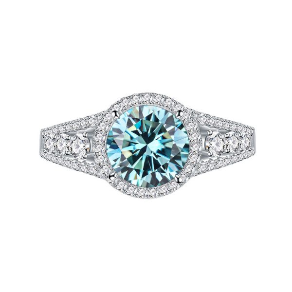 2CT Color Moissanite Ring Sterling Silver S925