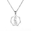 Stainless Steel Gold Snow Hualien Universe Flower-de-Luce December Flower Pendant Necklace