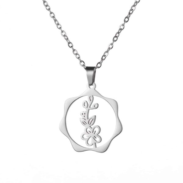 Stainless Steel Gold Snow Hualien Universe Flower-de-Luce December Flower Pendant Necklace