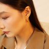 Gold Pigment Ring Earrings Female Circle Ear Studs