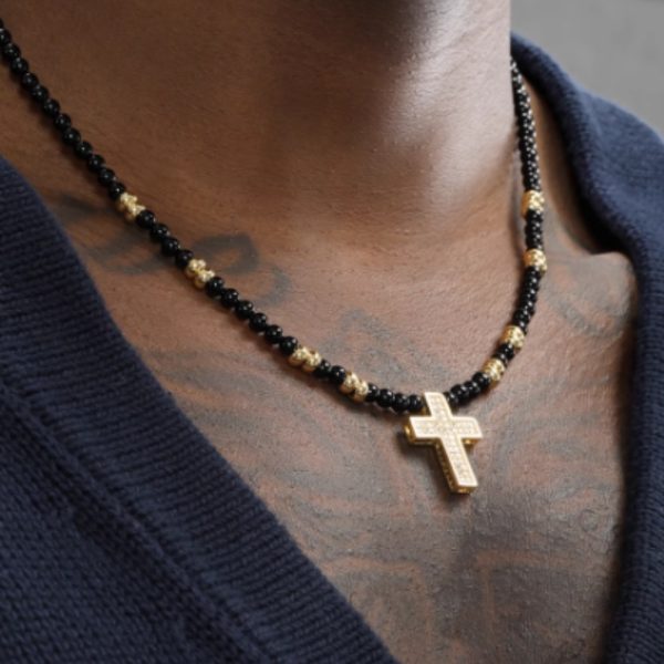 d9245ce1-f0cd-45c5-b787-03940c41a3af.jpg Men's Hip-hop Retro Black Agate Cross Necklace