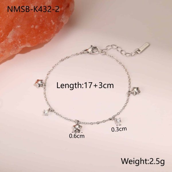 Ins Titanium Steel Bracelet 18K Gold Plating Zircon Star Pendant Exquisite