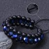 Natural Stone Frosted Stone Beaded Bracelet Iron Ore Double Wrap Braided Bracelet