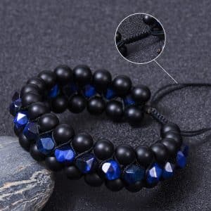 Natural Stone Frosted Stone Beaded Bracelet Iron Ore Double Wrap Braided Bracelet