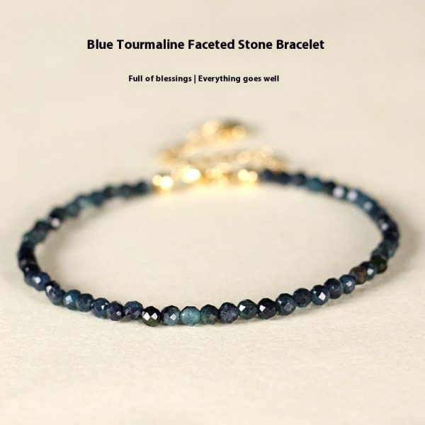 3mm Blue Tourmaline Cut Beaded Bracelet