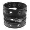 Rivet Chain Ornament Leather Bracelet Women's Round Hole Zipper Wide Version