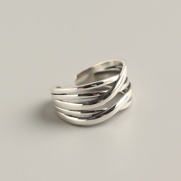 S925 Sterling Silver Vintage Weave Ring For Women