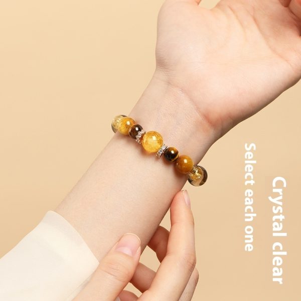 Lucky Jinba Big Comprehensive Natural Yellow Tower Crystal Tiger-eye Bracelet