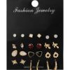 Set Of 9 Pairs Of Earrings With Zircon