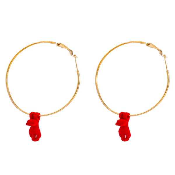 Simple Ethnic Style Kitten Circle Earrings Female Geometric