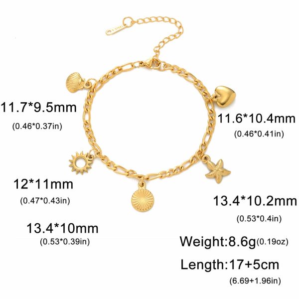 Shell Charm Star INSPIRA Sun Stainless Steel Bracelet