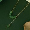 Green Round Beads Smile Jasper Necklace Niche Retro