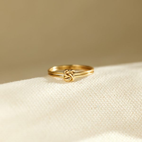 S925 Sterling Silver Mother And Daughter Double Knot Ring Female Simple