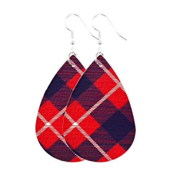 Duplex Printing Drop-shaped Leather Earrings