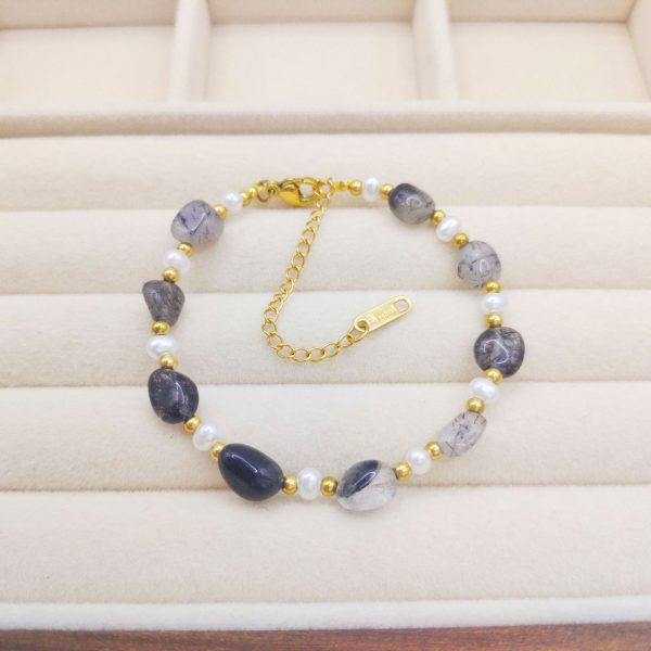 European And American Fashion Cool Crystal Stone Pearl Bracelet