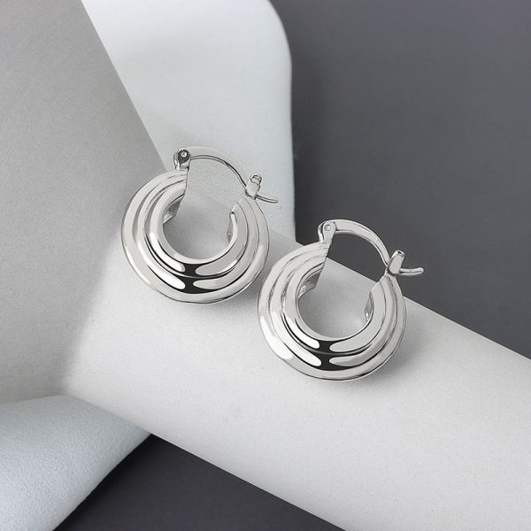 Fashionable All-match Diamond Circle Copper Earrings