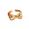 Brass Gold-plated Colorfast Simple Personality Bowknot Open Ring For Women