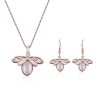 Simple Style Alloy Inlaid Zircon Necklace Earrings Opal Jewelry Two-piece Set