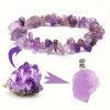 Natural Stone Amethyst Crystal Bud Irregular Rough Stone Necklace