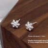 S999 Silver Earrings Ear Bone Pin Simple Snowflake Ear Bone Stud Diamond