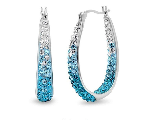Simple Two Tone Full Diamond Circle Simple Earrings For Women
