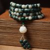 Lotus White Jade Bodhi Beads Bracelet