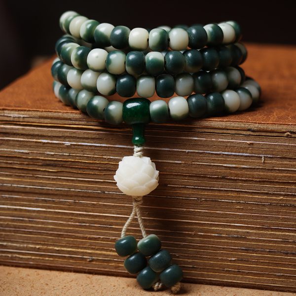 Lotus White Jade Bodhi Beads Bracelet