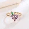 Cute Fruit Grape Copper Ring Simple Temperament Stackable Women