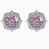 Purple  Flower Earrings 925 Silver Inlaid With High Carbon Diamonds