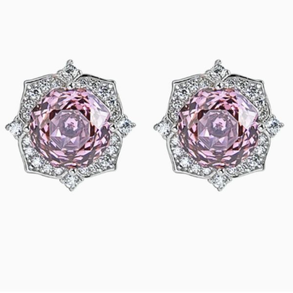 Purple  Flower Earrings 925 Silver Inlaid With High Carbon Diamonds