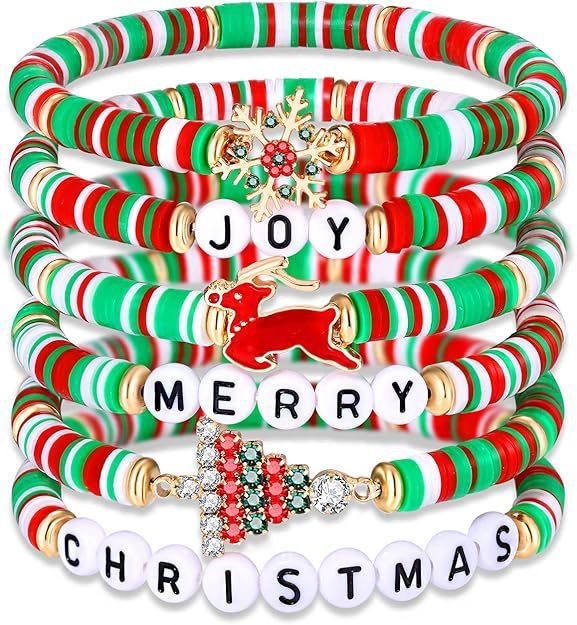 Christmas 6-pack Cute Elk Polymer Clay Bracelet Bracelet Suit