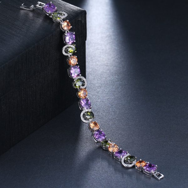 European And American Fashion Bracelet Colorful Crystals White Gold Plated Accessories