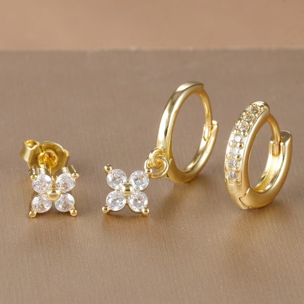 Ear Clip Micro Inlaid Zircon Ear Ring Three-piece Set