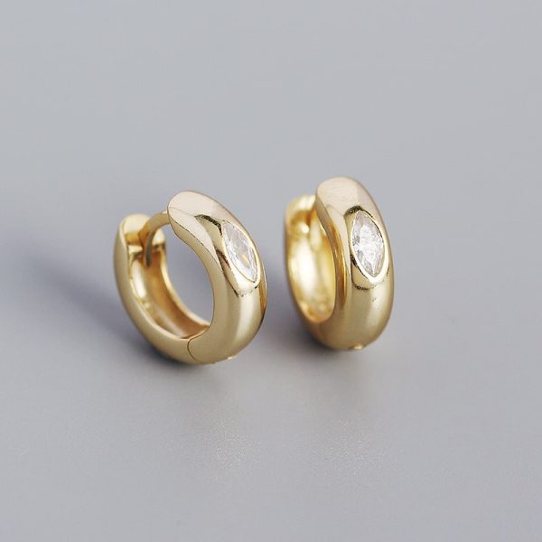 Geometric Circle Horse Eye Zircon Stud Earrings