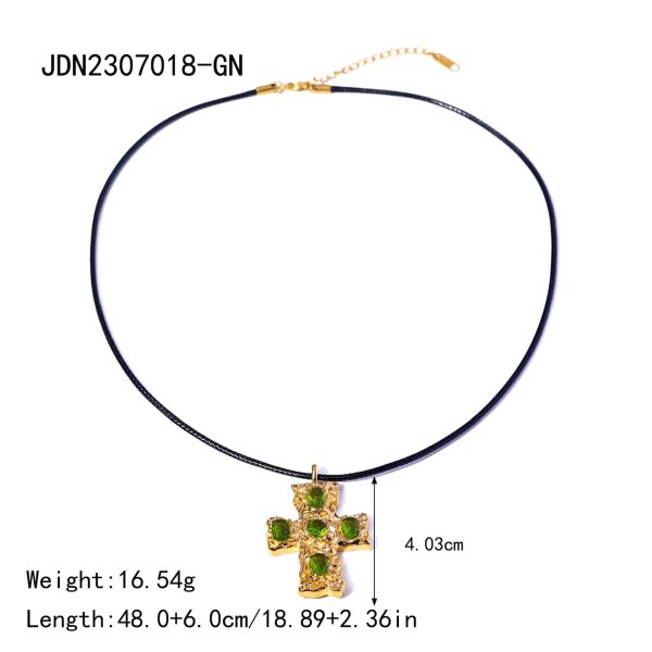 Stainless Steel Cross Shelf Necklace Natural Stone Clavicle Chain
