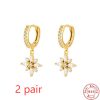 S925 Sterling Silver Diamond Snowflake Pendant Earrings