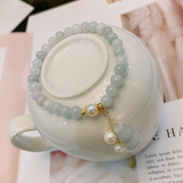 Natural Emerald Jade Ins Special-interest Design Pearl Jade Gourd Bracelet