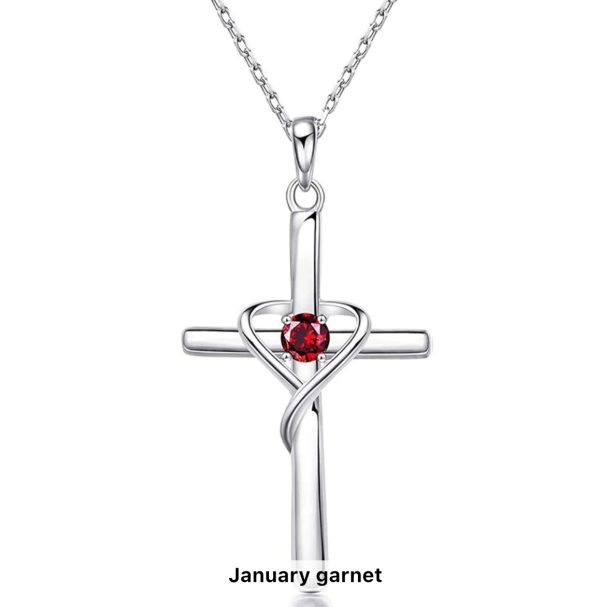 S925 Sterling Silver Cross Frame Pendant Clavicle Chain