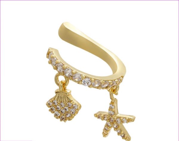 dcb71f6f-1fcd-4e70-b0d1-74808143a06f.jpg Micro-set Zircon Ear Clips Starfish And Shell With White Diamonds
