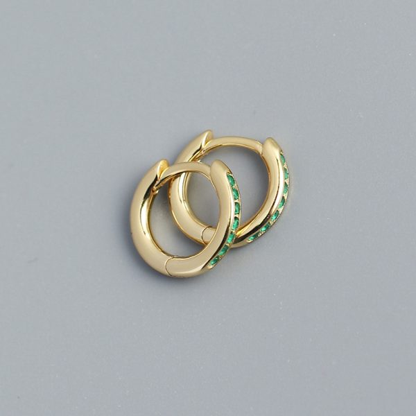 S925 Silver Geometric Circle Single-row Drilled Metallic Ear Clip Silver Stud Earrings