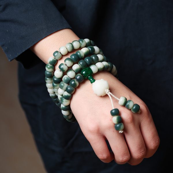 Lotus White Jade Bodhi Beads Bracelet
