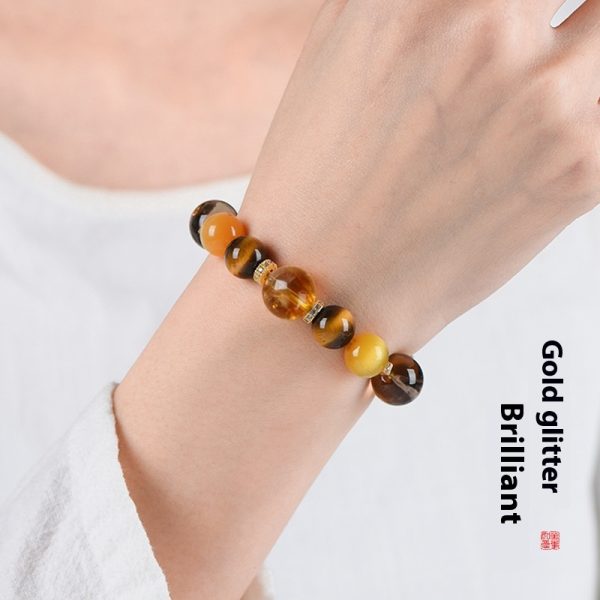 Women's Natural Yellow Tower Crystal String Beads Bracelet
