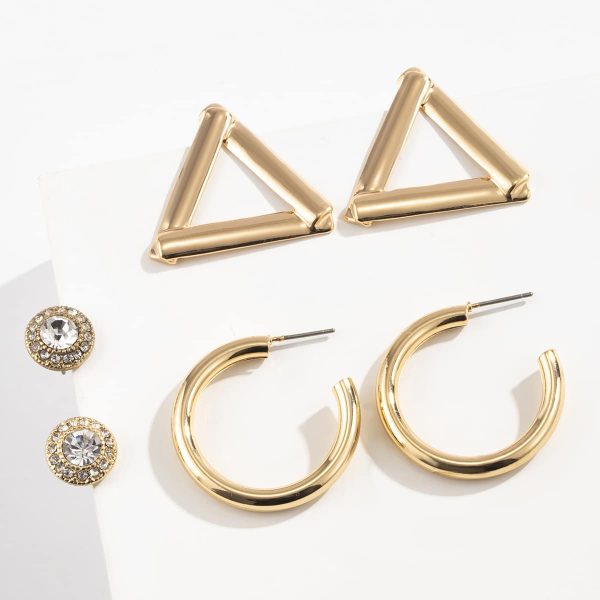 Mix And Match Simple Geometric C-shaped Half Hoop Earrings Set