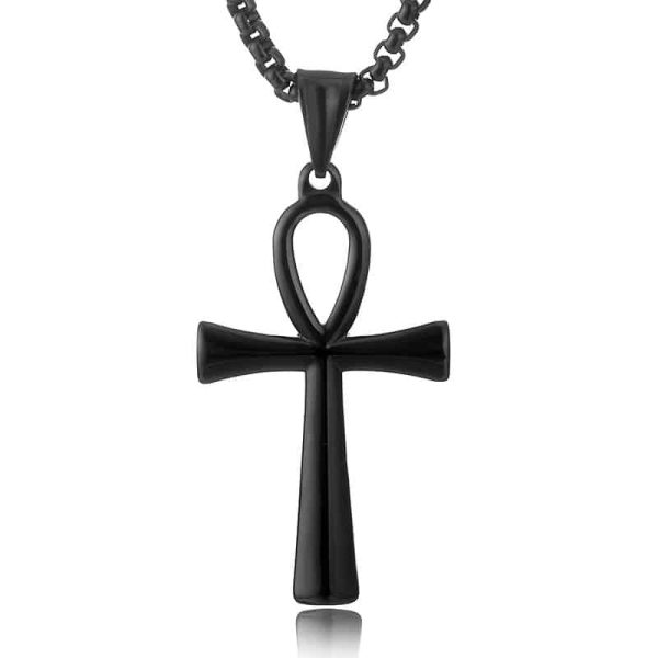 Simple Glossy Egypt Anka Cross Pendant Men's Necklace